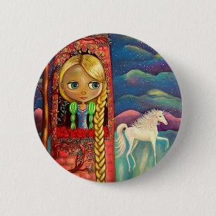 Rapunzel und der Einhorn-Knopf Button