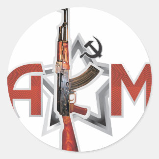 RARE AK-47 AKM ARMY KALASHNIKOV GUN MILITARY RUNDER AUFKLEBER