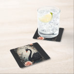 Rare as a black swan, timeless as true love.  rechteckiger pappuntersetzer<br><div class="desc">Rare as a black swan, timeless as true love. In a quiet moment beside still waters, the Royal Swan appears — crowned in grace and surrounded by delicate roses. A symbol of rare beauty and enduring devotion, the black swan represents a love that stands apart from all others. Framed by...</div>