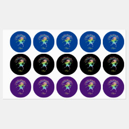 Raring Unicorn mit Rainbow Blue Lila Etiketten