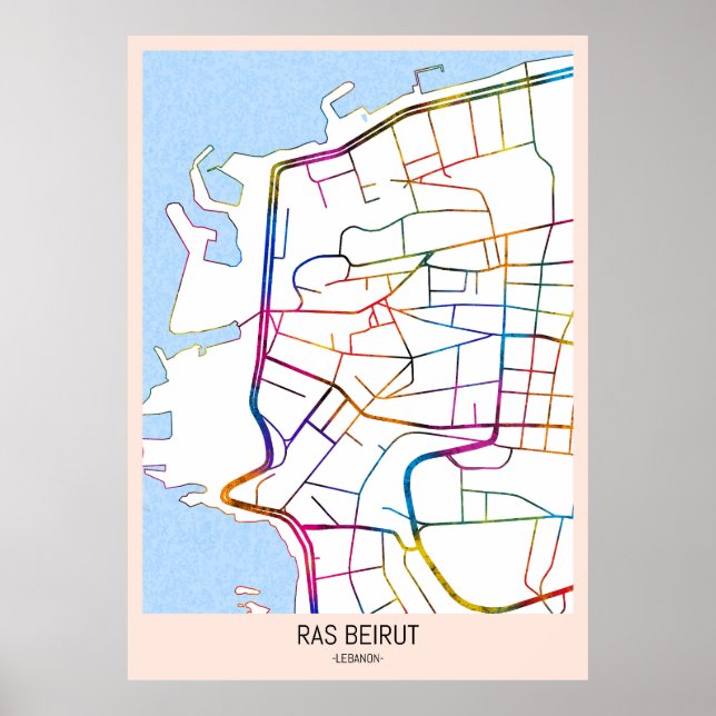 Ras Beirut Libanon Stadtplan Poster (Vorne)