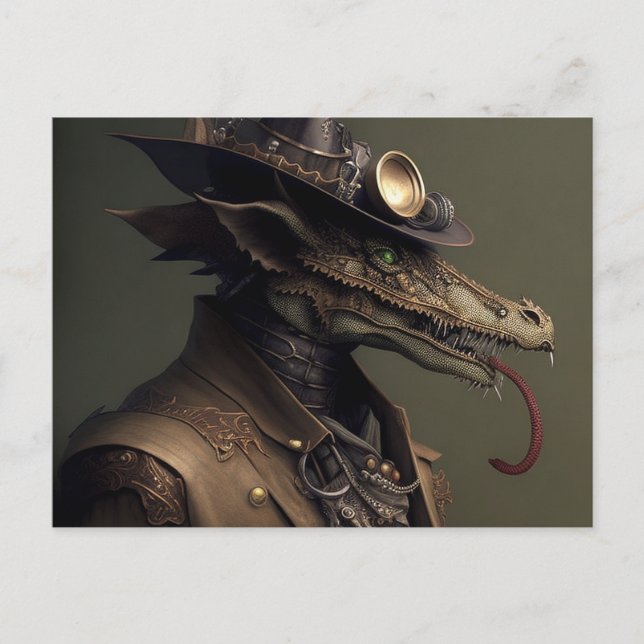 Rascal Steampunk Dragon Postkarte (Vorderseite)