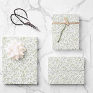 Raschelnde Blüten Sanftes Olive - Neutral Geschenkpapier Set