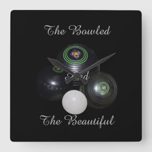 Rasen Bowls Bowled Schöne Platz Wall Uhr. Quadratische Wanduhr