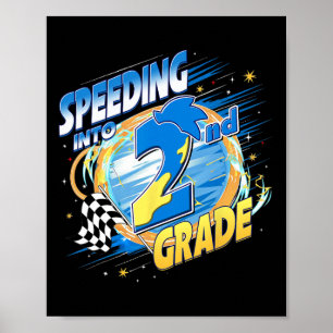 Rasen in die 2. Klasse Zurück zur Schule Kinder Ju Poster