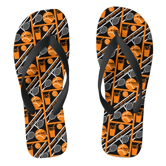 Rasen-Tennis-Player Grafik-Dinge Flip Flops (Fußbett)