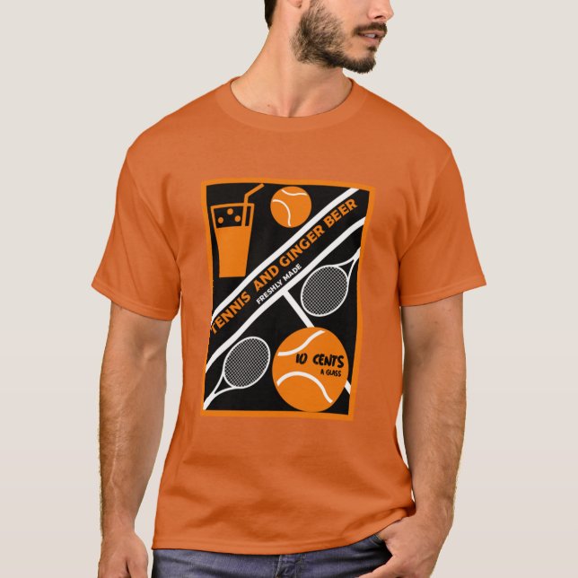 Rasen-Tennis-Spieler Grafik-Kunst T-Shirt (Vorderseite)
