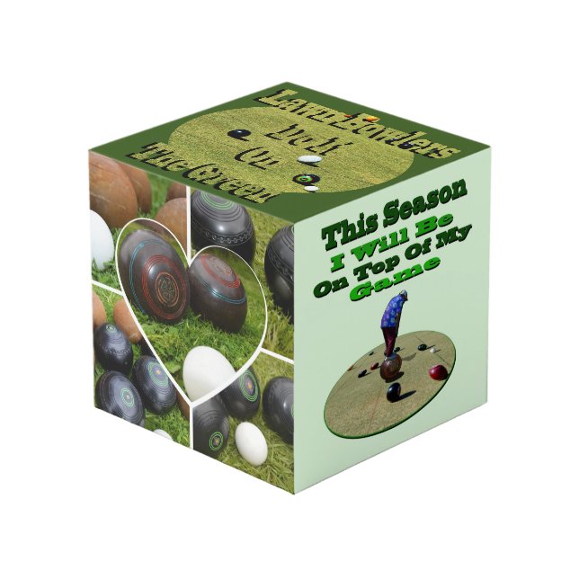 Rasenbowls Bilder, Foto Cube Würfel (Vorderseite Schrägansicht)