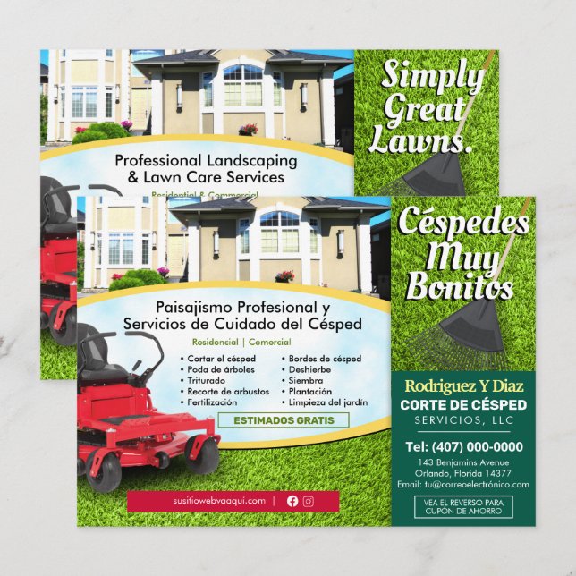 Rasenfläche zur Landschaftsschneidung 4,5"x6,25" Menükarte (Vorne/Hinten)