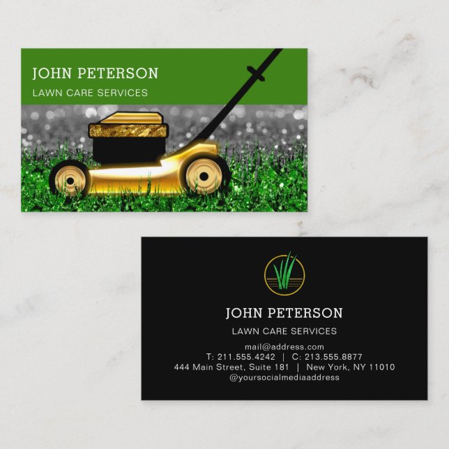 Rasengärtnerei Grasschneiden Dienstleistungen Grün Visitenkarte (Vorne/Hinten)