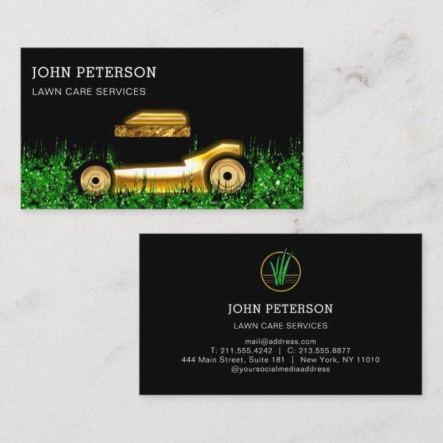 Rasengärtnerei Grasschneiden Gold Visitenkarte (Vorne/Hinten)