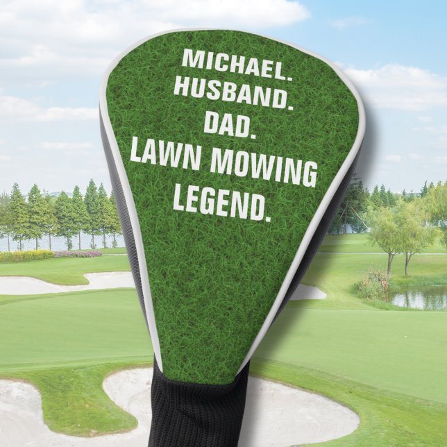 Rasenmäh-Legende Lustig Personalisiert Golf Headcover (Add name to personalize, all text is editable)