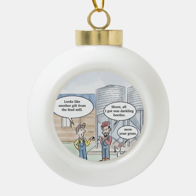 Rasenmähen Keramik Kugel-Ornament (Vorderseite)