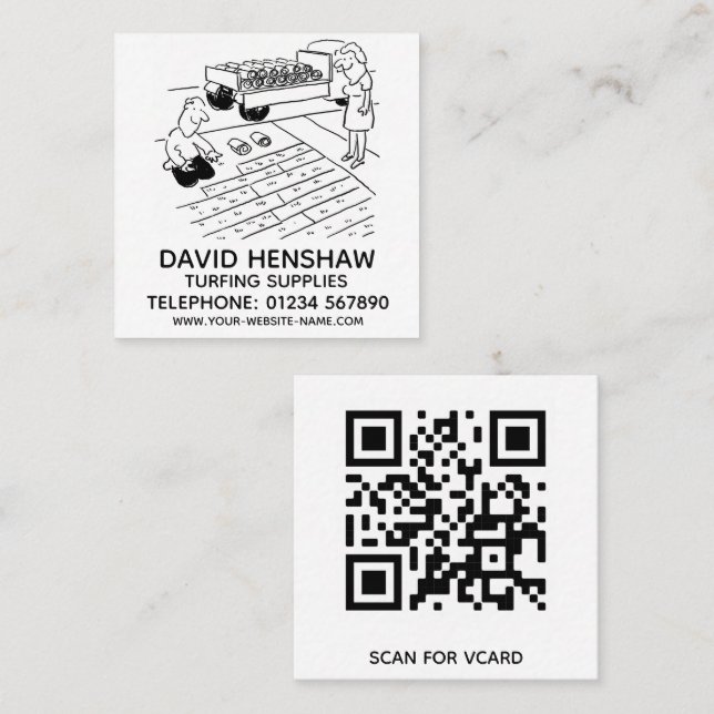 Rasenmähen und Verdrehen Quadratische Visitenkarte (Vorne/Hinten)