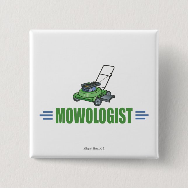 Rasenmäher auf Rasenflächen Landschaftsgärten Button (Vorderseite)