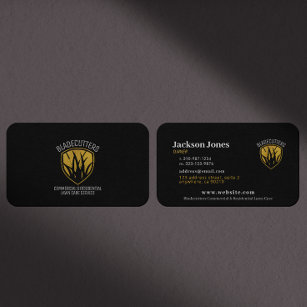 Rasenmäher Gold Grass Emblem Black Business Cards Visitenkarte