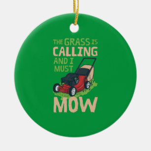 Rasenmäher Keramik Ornament