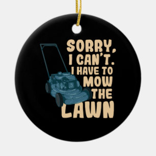 Rasenmäher Keramik Ornament