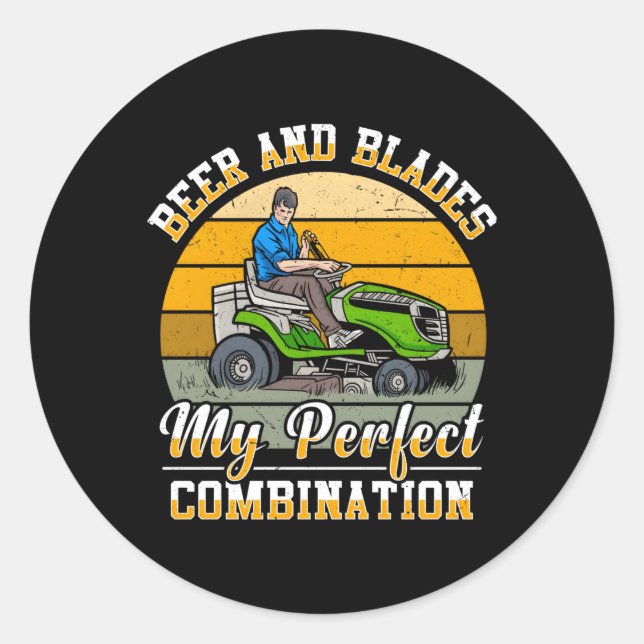 Rasenmäher Mäher Gartenbauer Gartenbauer Beer Dri Runder Aufkleber (Vorderseite)