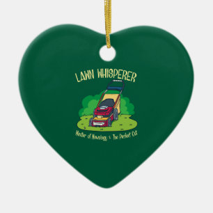 Rasenmäher mit Whisperer-Rasenmäher Gartengarten Keramik Ornament