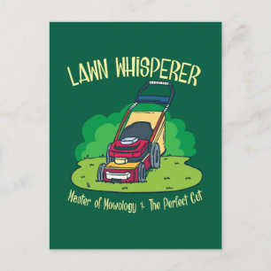 Rasenmäher mit Whisperer-Rasenmäher Gartengarten Postkarte