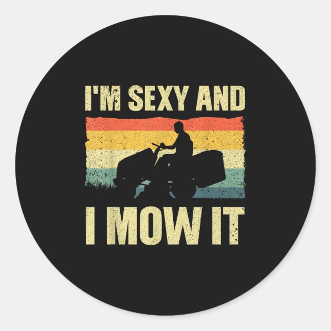 Rasenmäher Neuheit für Männer Frauen Kinder Landsc Runder Aufkleber (Vorderseite)