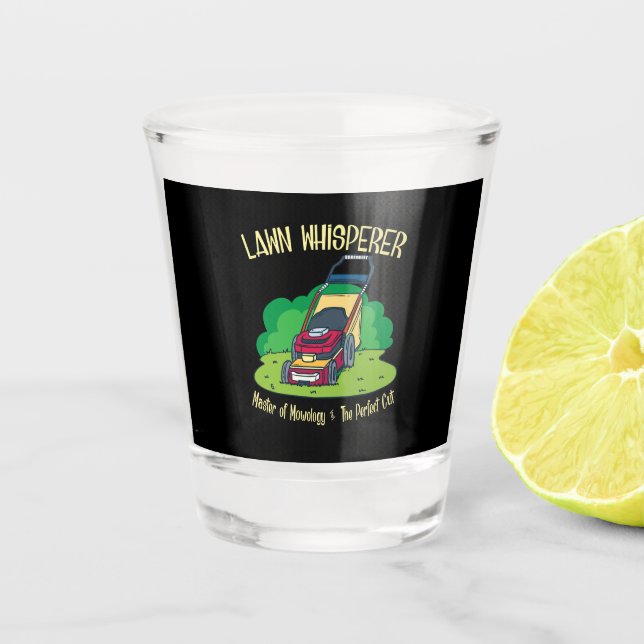 Rasenmäher - Rasenflüster Schnapsglas (Vorderseite)