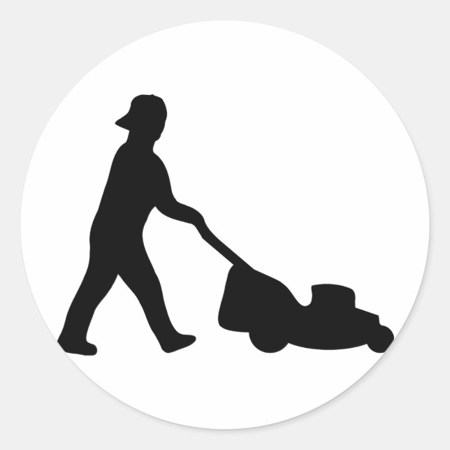 Rasenmäher Runder Aufkleber (Vorderseite)