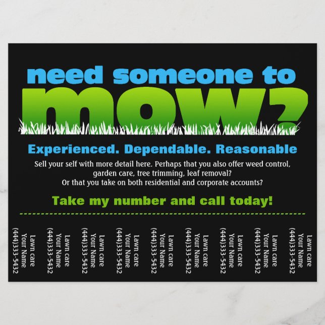 Rasenmäher sammeln Geld Flyer (Vorne)