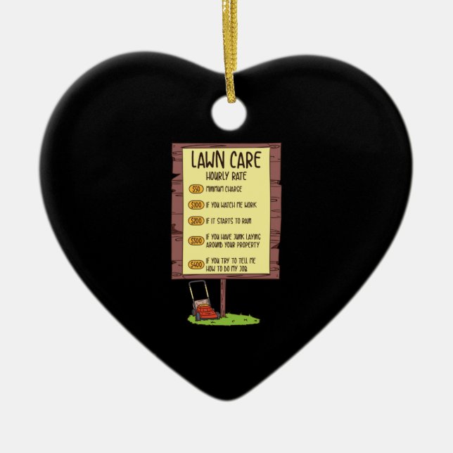 Rasenmäher - stündliche Rasenpflege Keramik Ornament (Vorne)