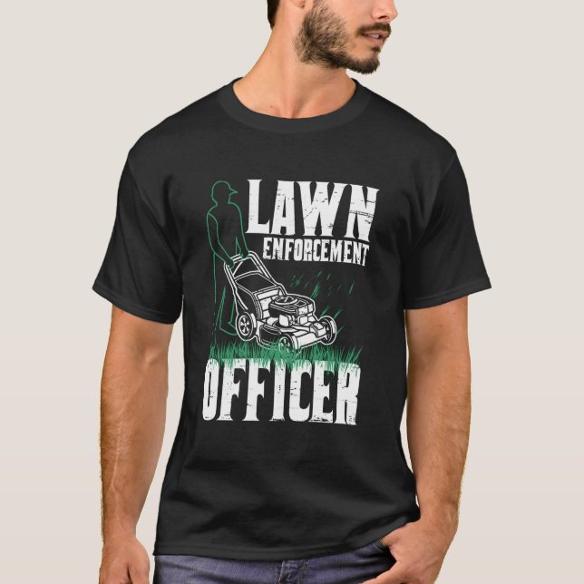 Rasenmäher Trimmer Arbeitergärtnerlandschaft T-Shirt (Vorderseite)