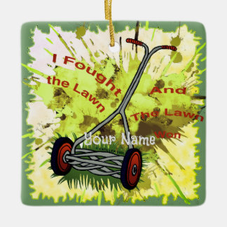 Rasenmäher Vater Keramikornament