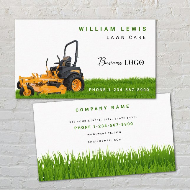 Rasenpflege - einfaches Landscaping-Mowing-Busines Visitenkarte (Lawn Care Simple Landscaping Mowing Business Logo Business Card)