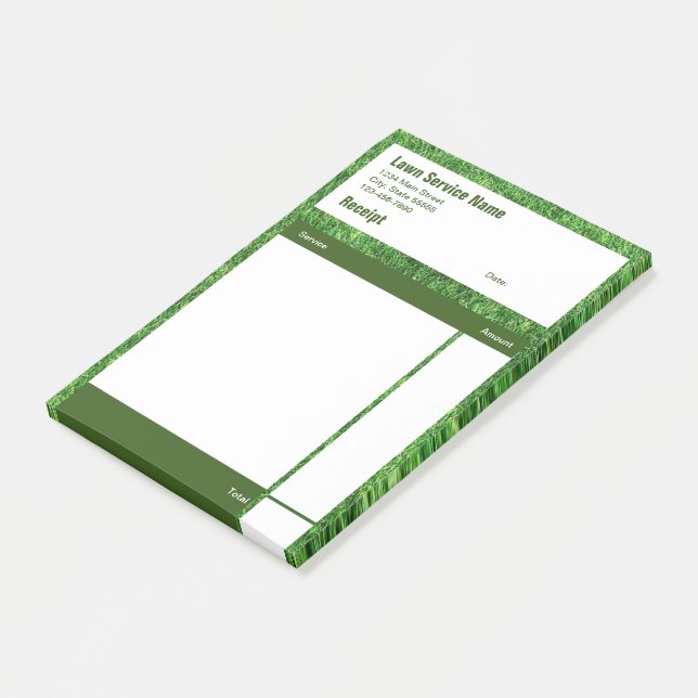 Rasenpflege grüne Geschäftseinnahme Post-it Klebezettel (angewinkelt)