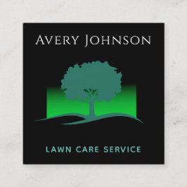 Rasenpflege Grüne Neon Tree & Grass Moderne Quadratische Visitenkarte