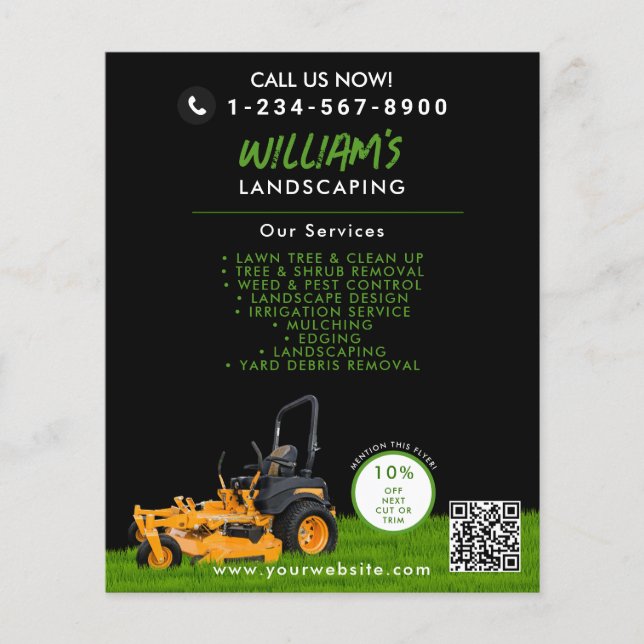 Rasenpflege Landscaping Mowing Cutting Business Flyer (Vorne)