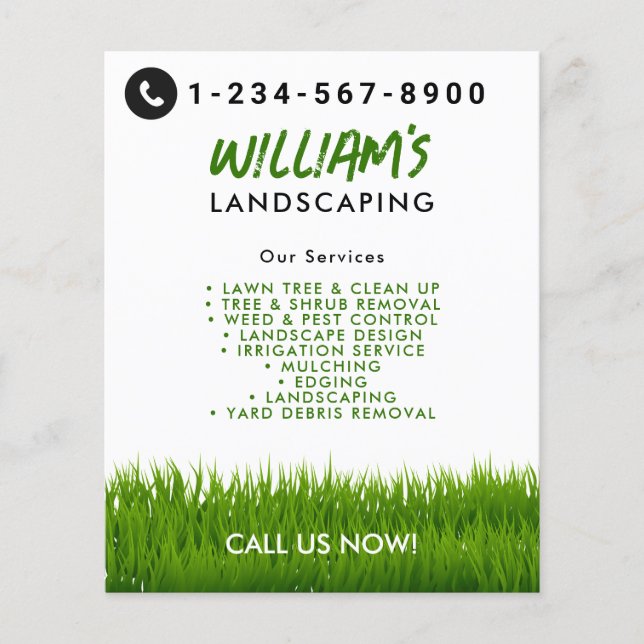 Rasenpflege Landscaping Mowing Cutting Services Flyer (Vorne)