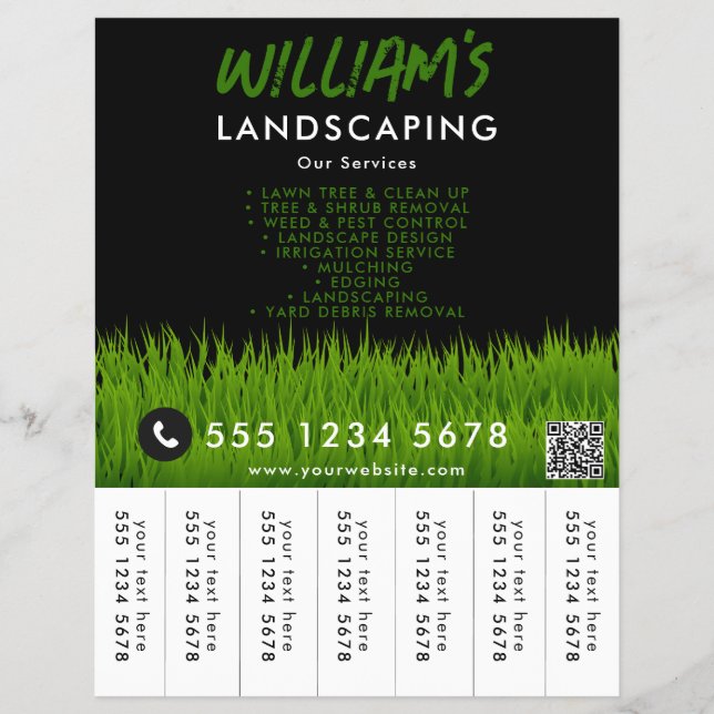 Rasenpflege: Landscaping Mowing Tear Off Strips Flyer (Vorne)