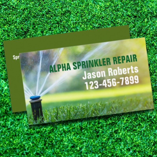 Rasenpflege Landschaften Sprinkler Reparatur Bewäs Visitenkarte (Lawn Care Landscaping Sprinkler Repair Irrigation Business Card)