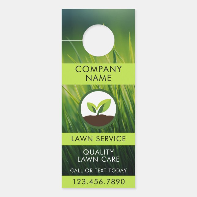 Rasenpflege Landschaftsbau Blatt Icon QR Code Türanhänger (Vorderseite)