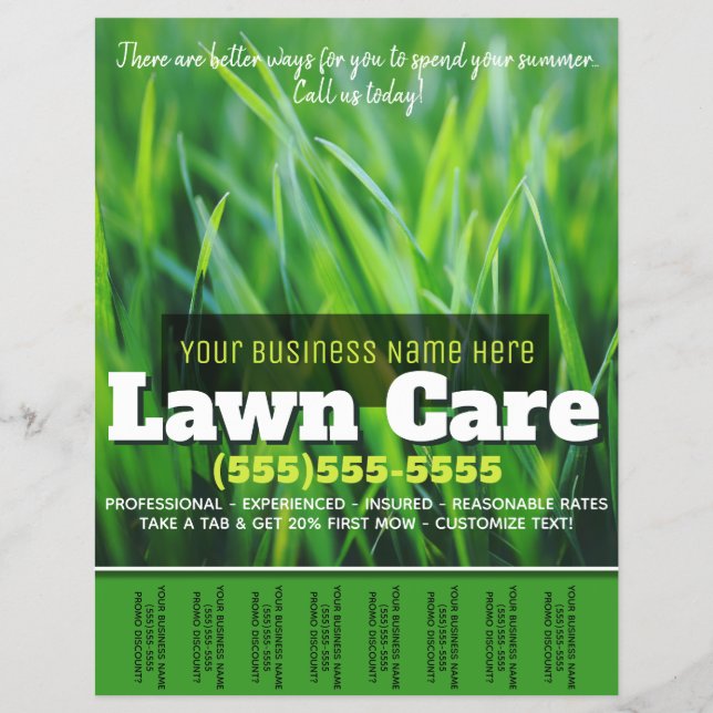 Rasenpflege. Maßgeschneiderte Werbeunterlagen Flyer (Vorne)