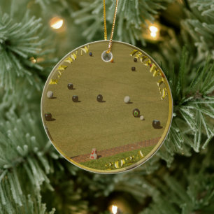 Rasenschalen 2024 Goldene Münze, Keramik Ornament