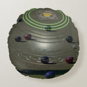 Rasenschüssel mit Rasenschalen Bild rund Kissen. Rundes Kissen