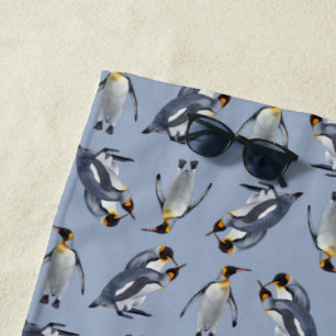 Raserei-Badetuch König-Pinguin (blau) Strandtuch