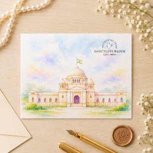 Rashtrapti Bhawn Delhi, Indien Ikonisches Wahrze Feiertagspostkarte