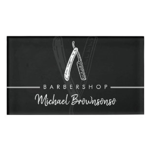 Rasiermesser-Friseursalon schwarzes Logo einfaches Namenschild