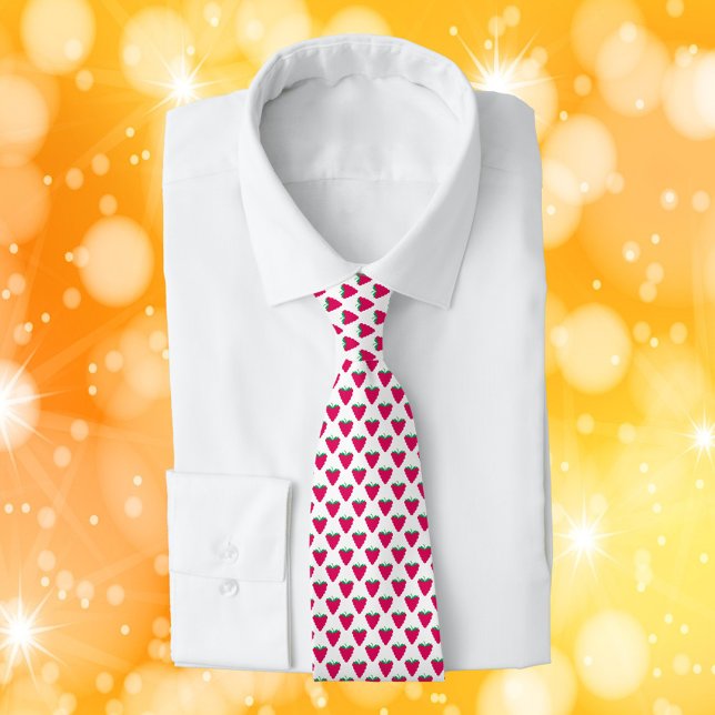 Raspberries Pink Berry Fruit Pattern Krawatte (A tie with a pattern of pink raspberries)
