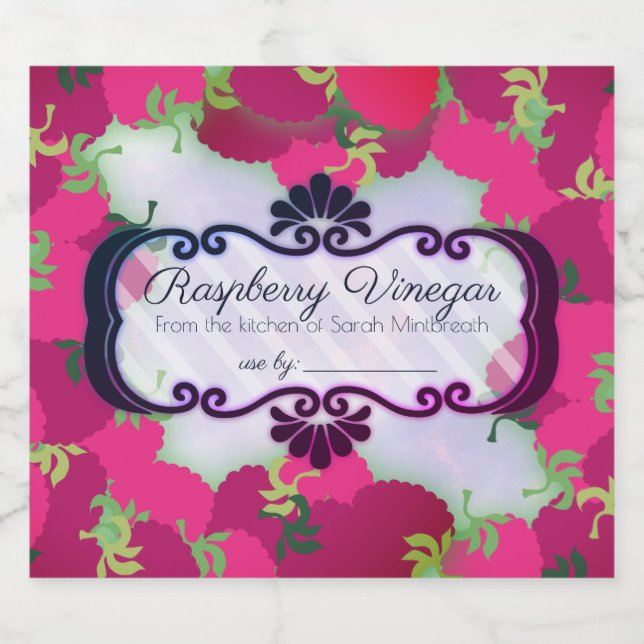 Raspberries-Zuhause-Konservenetikett mit Essig Alkoholflaschenetikett (Einzelnes Label)