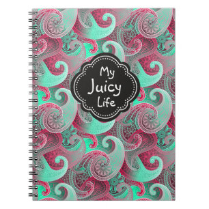 Raspberry and Aqua Paisley Pattern Juicy Life Notizblock