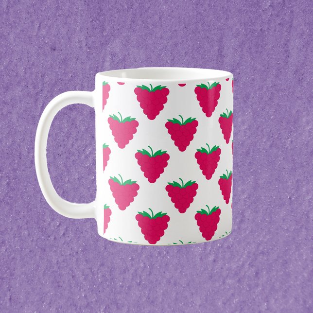Raspberry Berry Pink Fruit Pattern Kaffeetasse (A mug with a raspberry pattern)